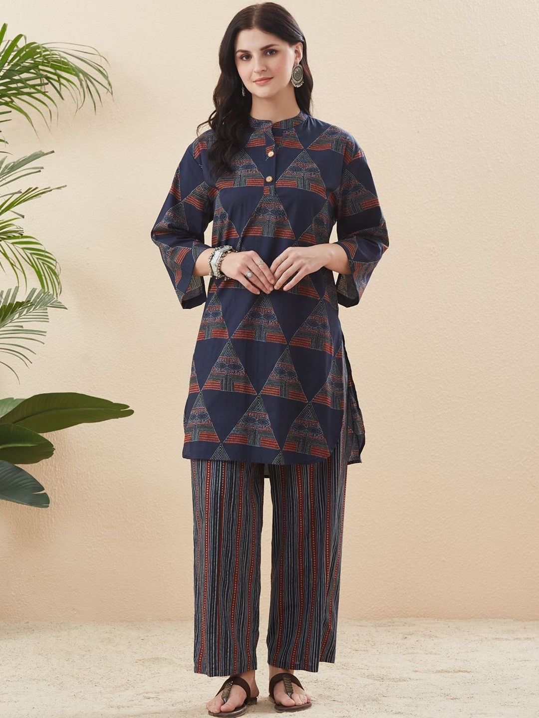 MOKOSH Women Cotton Printed Round Neck Kurta with Palazzo Set-picture-20