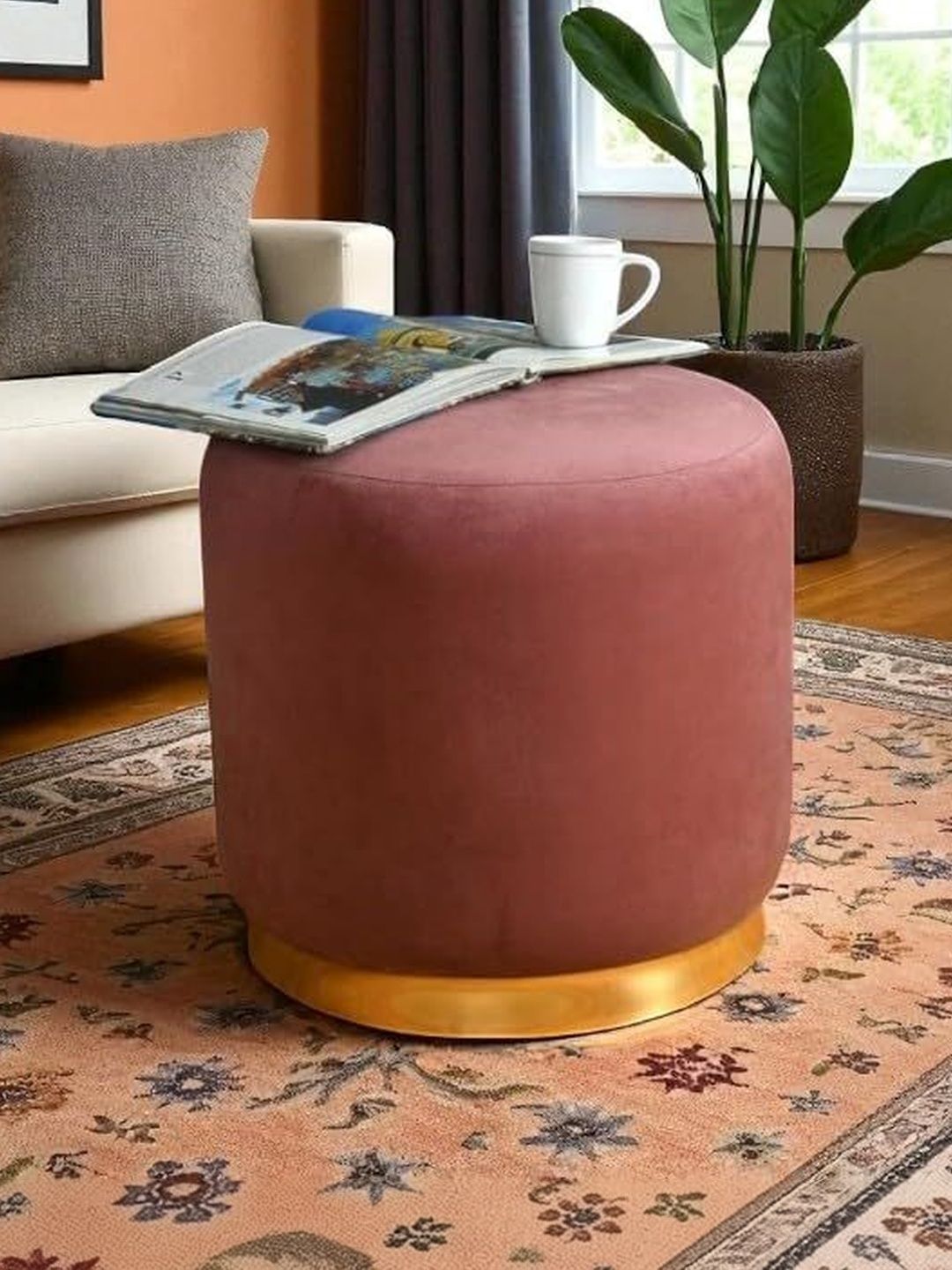 Shadowkart Maroon Round Ottomans-image-30