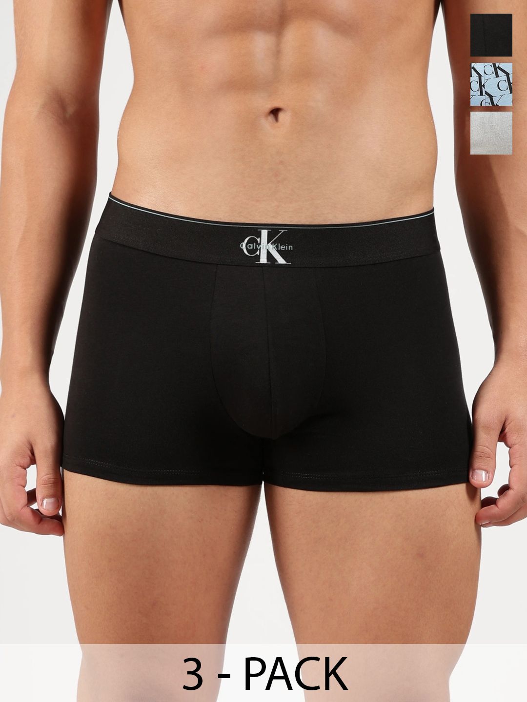 Calvin Klein Underwear Pack of 3 Cotton Assorted Solid Trunks-picture-35