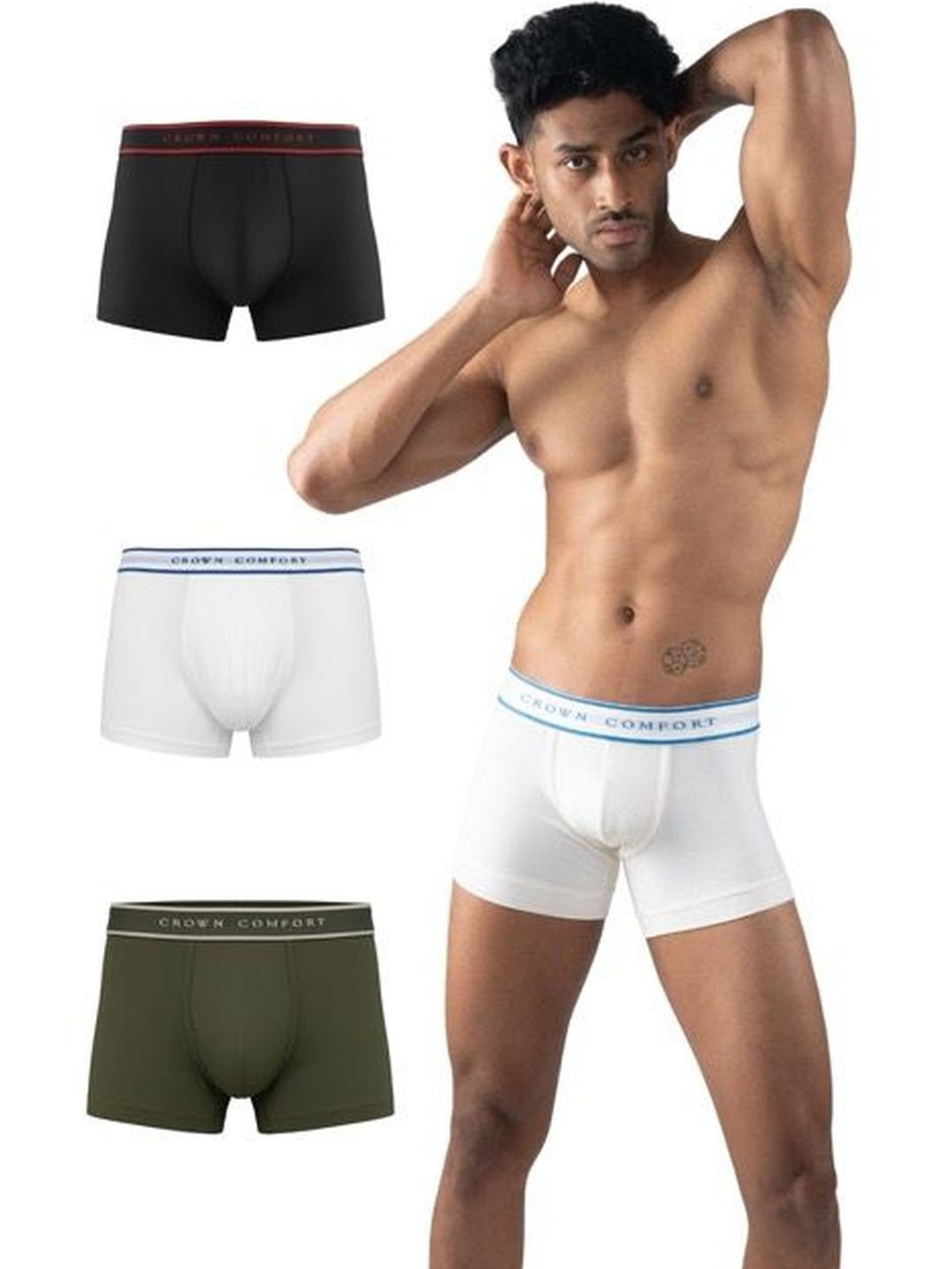 CROWN COMFORT Pack of 3 Modal Solid Trunks-picture-36