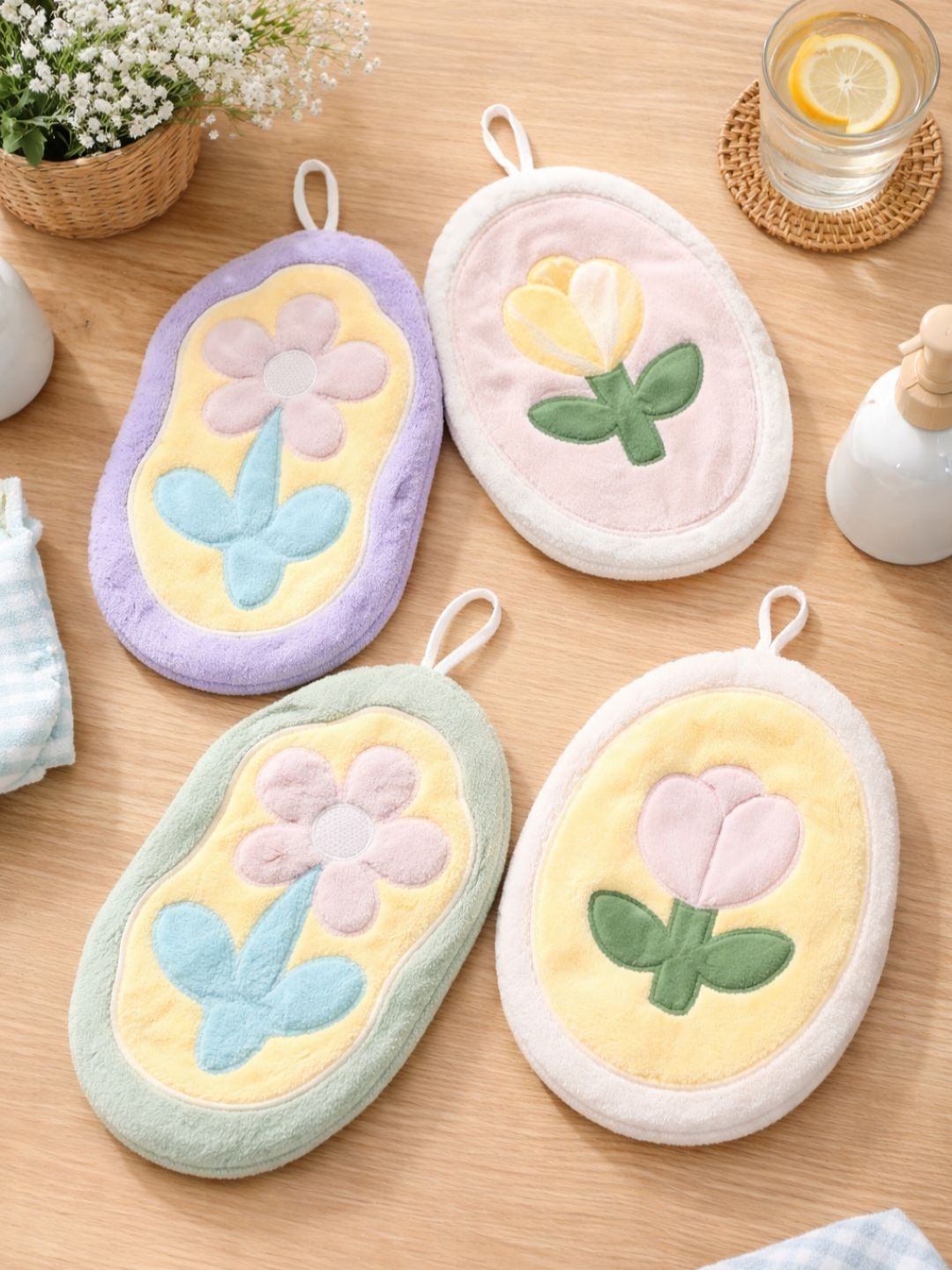 Bedbathandbliss 4 Pieces Printed Cotton Hand Towels-image-14