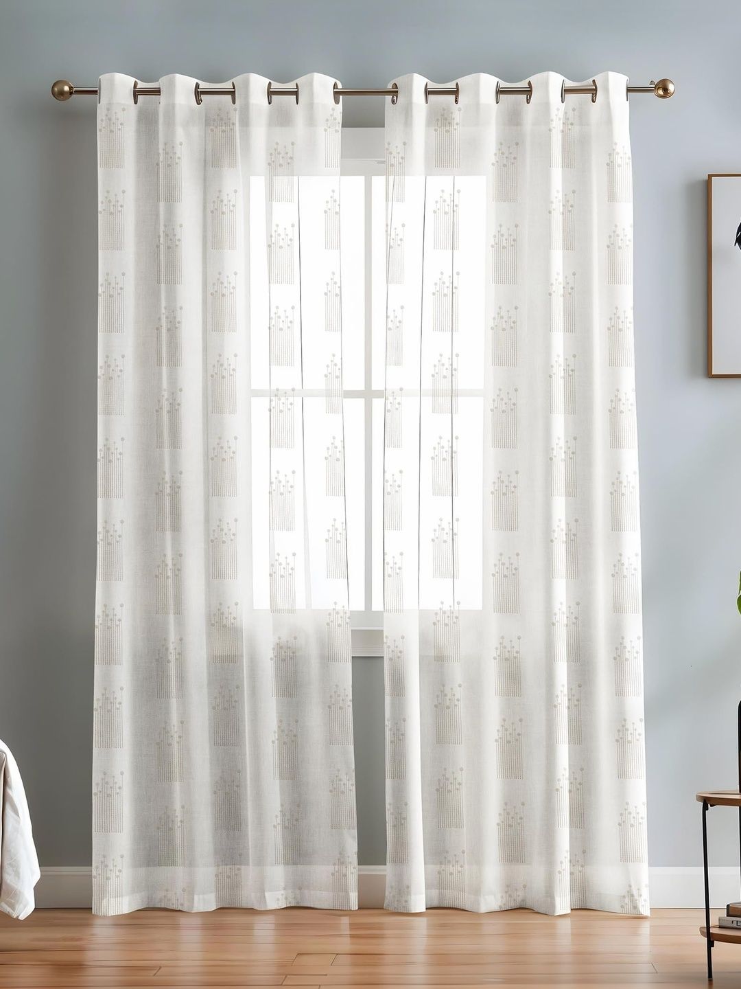 SIMPLYCURTAINS Beige Set of 2 Embroidered Sheer Long Door Curtain-picture-36