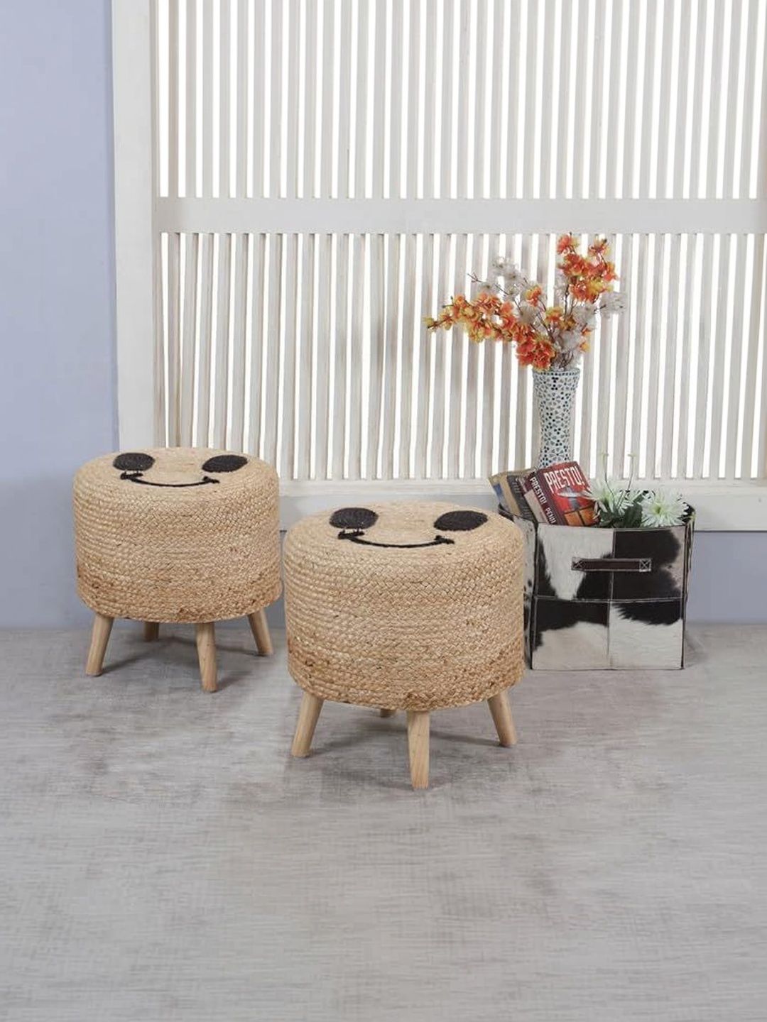 Shadowkart 2 Pieces Beige Round Ottomans-picture-19