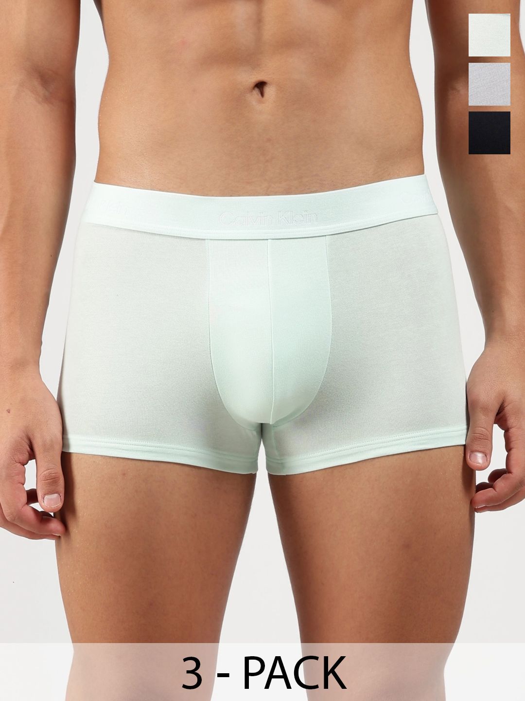 Calvin Klein Underwear Pack of 3 Cotton Assorted Solid Trunks-picture-34
