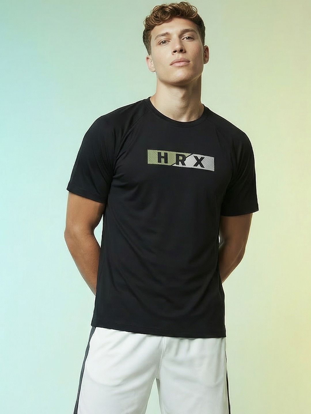 HRX by Hrithik Roshan Brand Logo Printed Rapid Dry Training T-shirt-picture-25