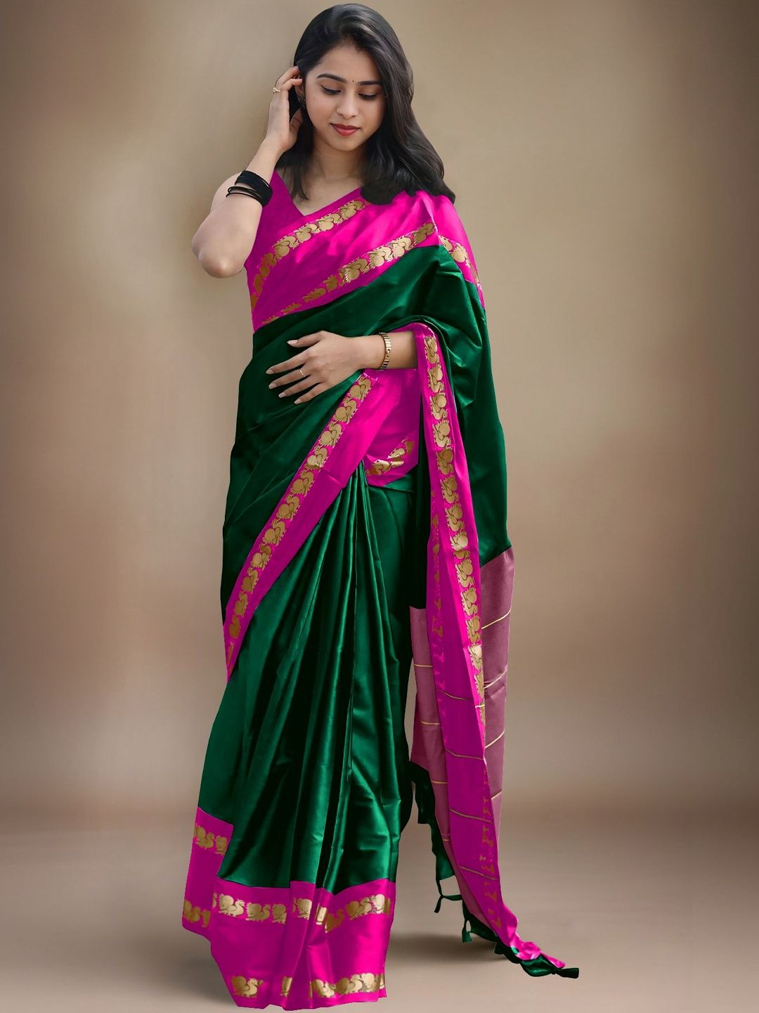 HERE&NOW Zari Silk Cotton Gadwal Saree-picture-53