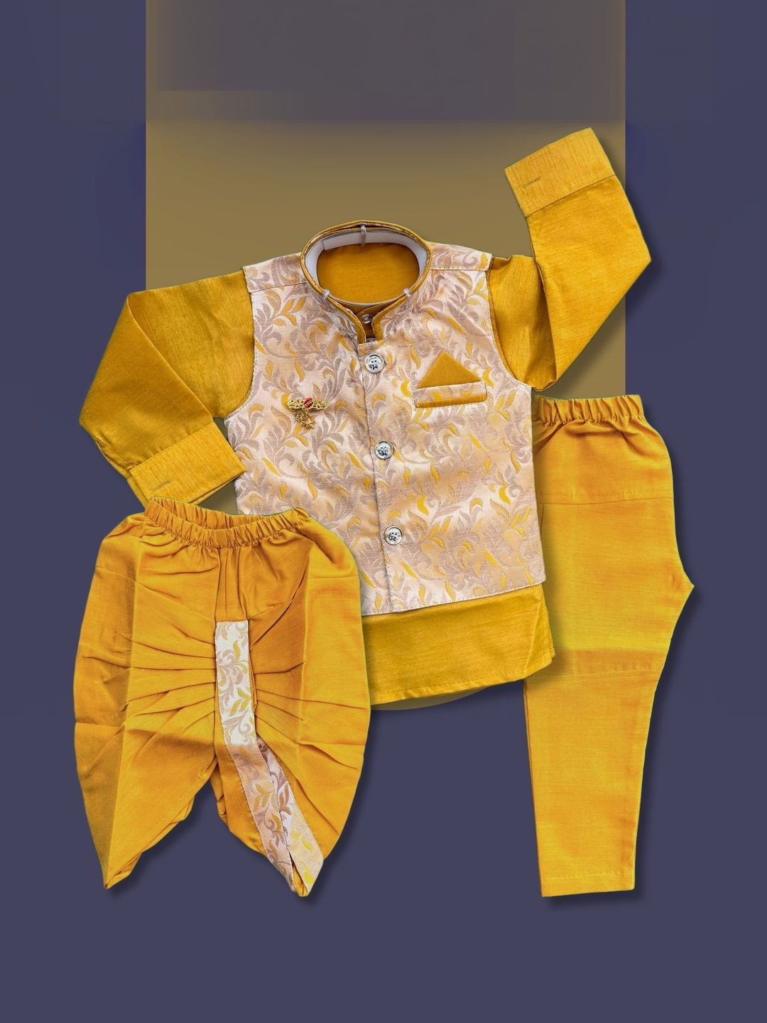 Qutie Ninja Boys Embroidered Mandarin Collar Sherwani-picture-42