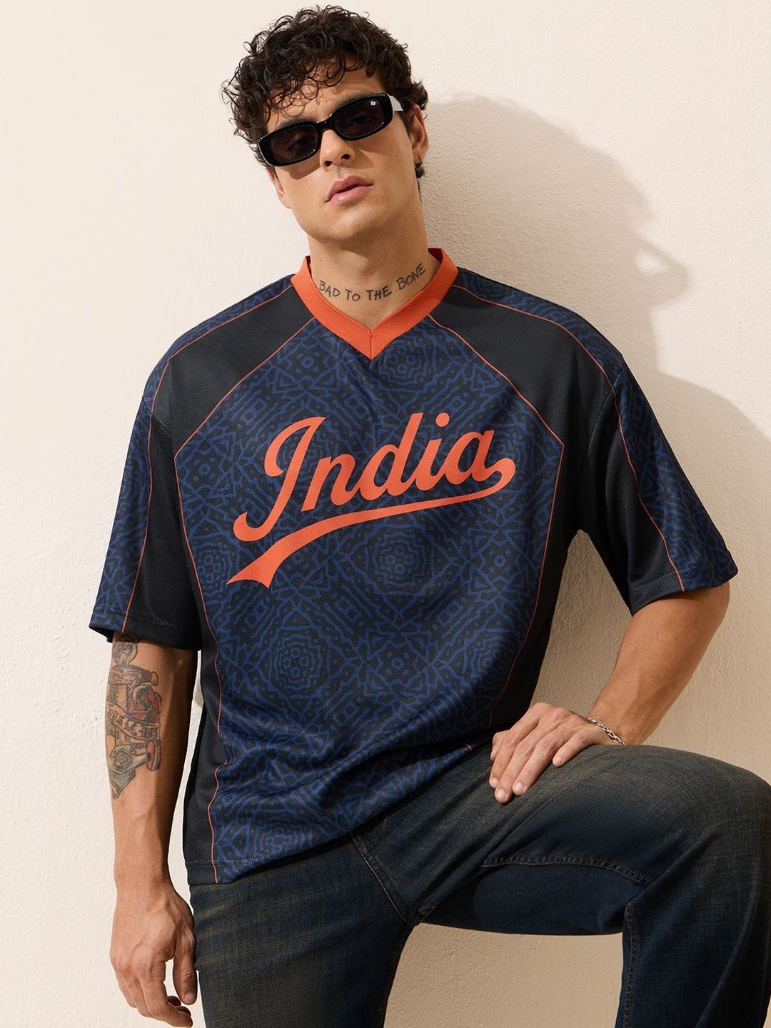 The Souled Store Souled Store Men Oversized India Printed Multicolor Jerseys Tshirts-picture-11