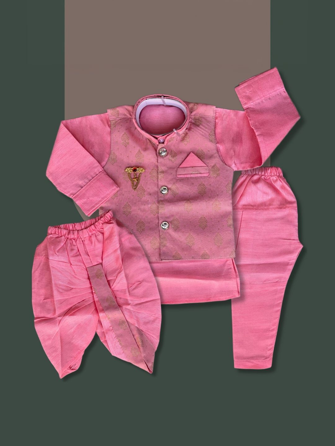 Qutie Ninja Boys Embroidered Mandarin Collar Sherwani-picture-43