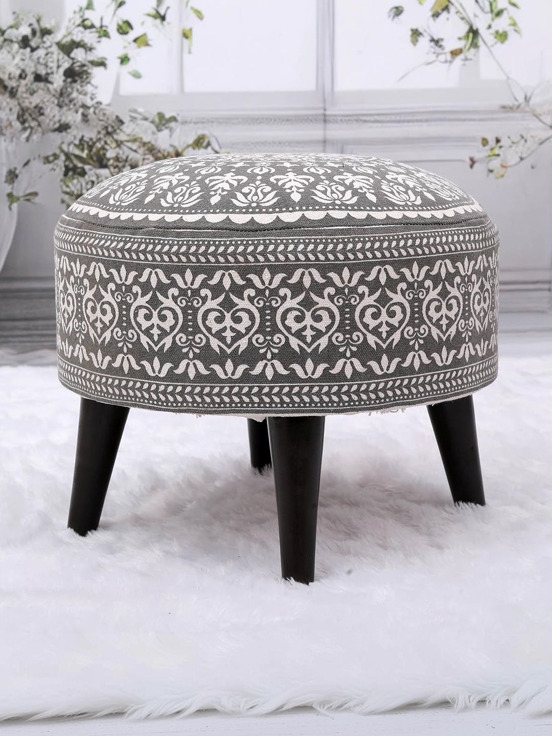Greetwood Grey Printed Portable Ottoman-picture-50