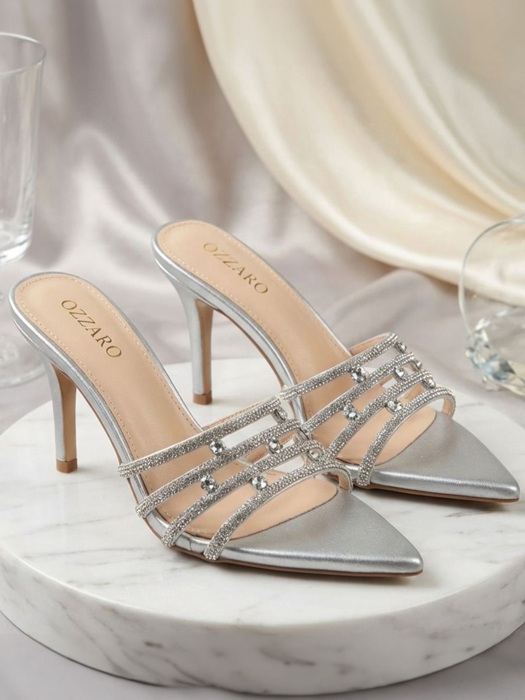 Ozzaro Embellished PU Party Stiletto Mules-image-21