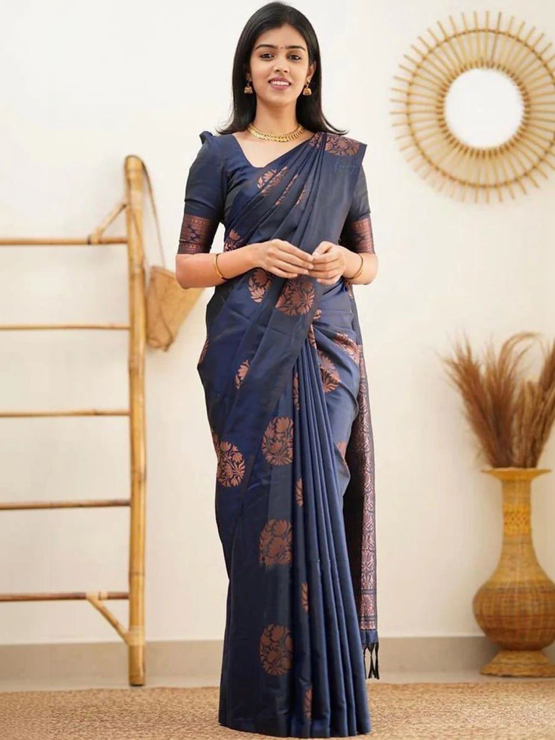 HERE&NOW Woven Design Silk Blend Banarasi Saree-picture-33