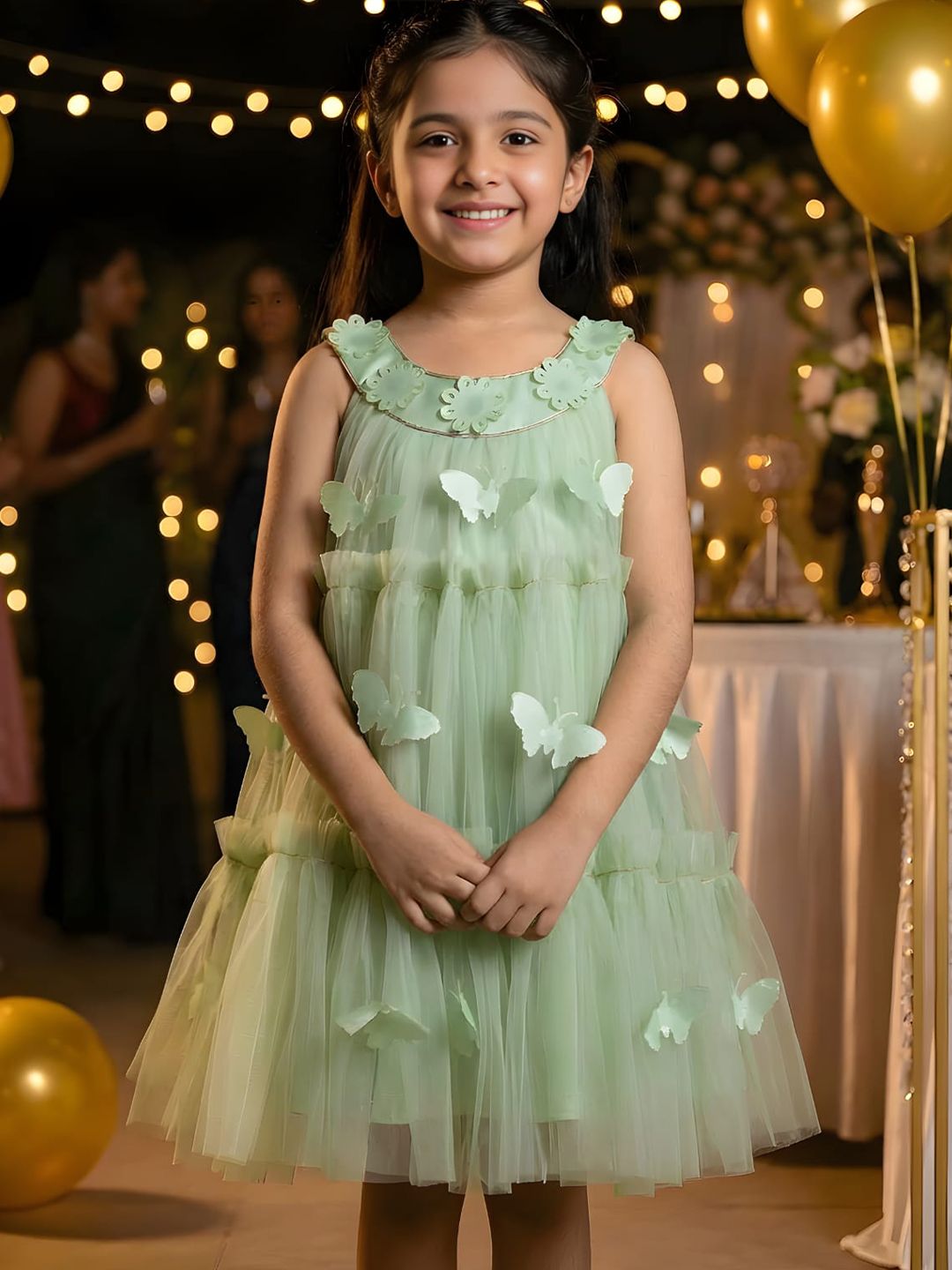 Toonyport Girls Self Design Sleeveless Net A-Line Dress-picture-50