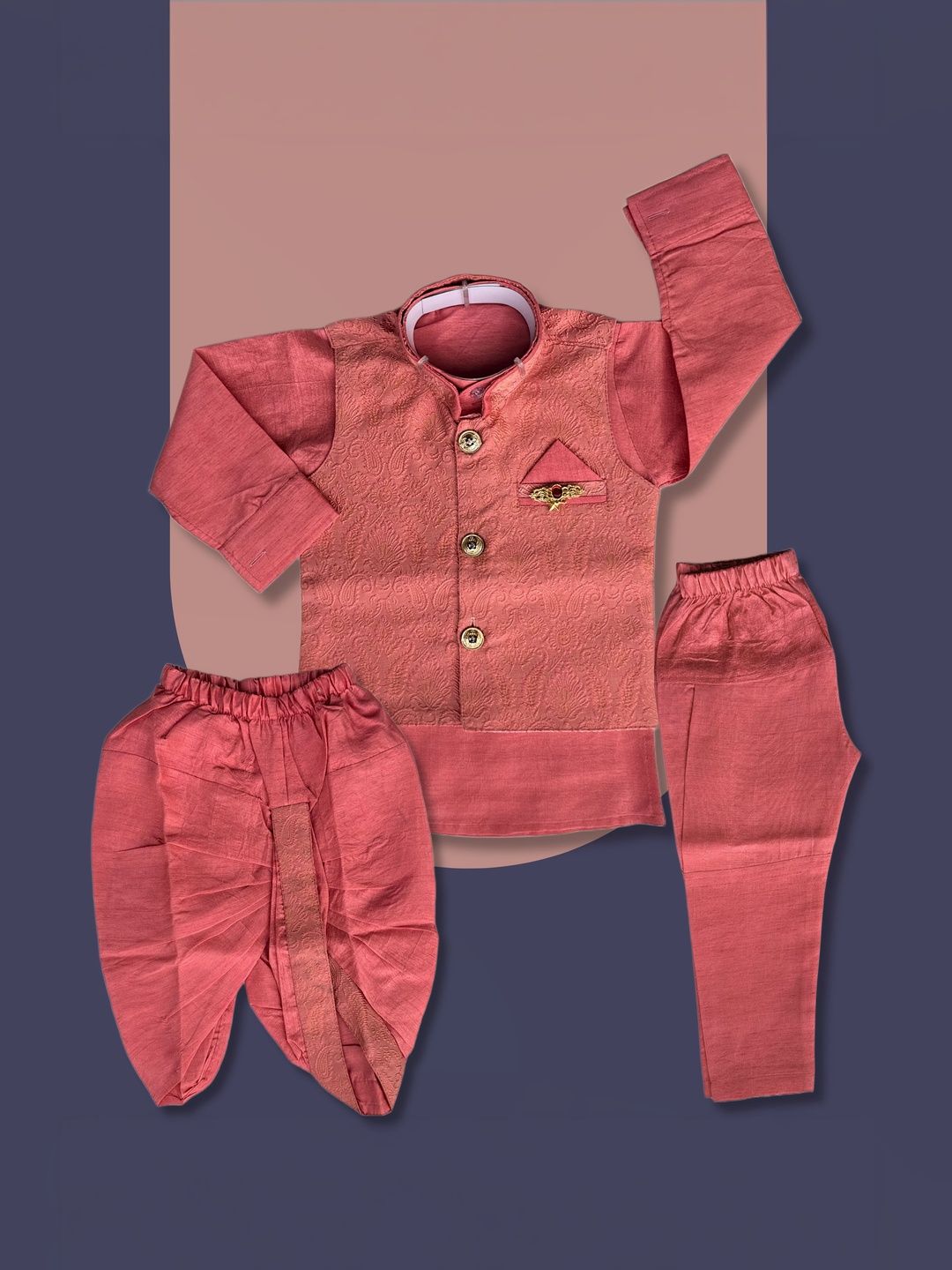 Qutie Ninja Boys Embroidered Mandarin Collar Sherwani-picture-44