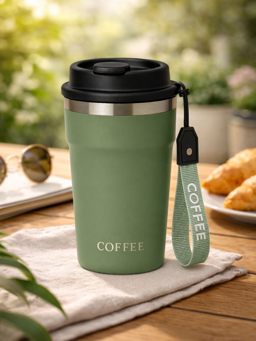 KitchEase Green Solid Stainless Steel Matte Tumbler Set of Cups and Mugs-image-30