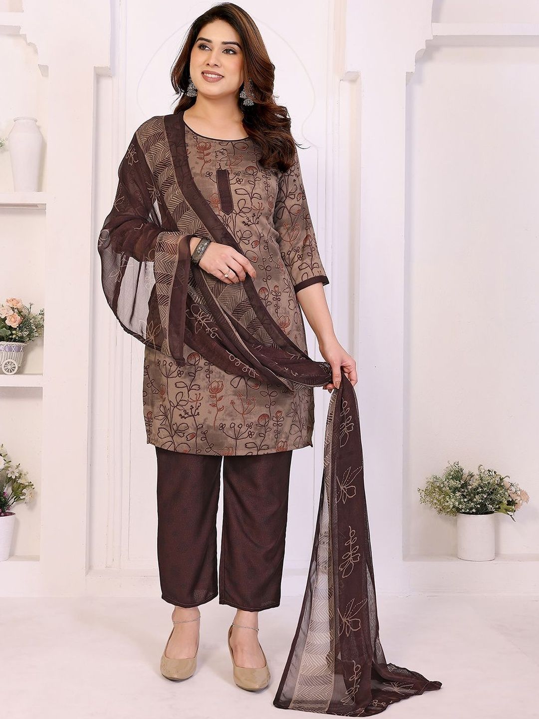 ANAND SAREES Floral Printed Unstitched Dress Material-image-3
