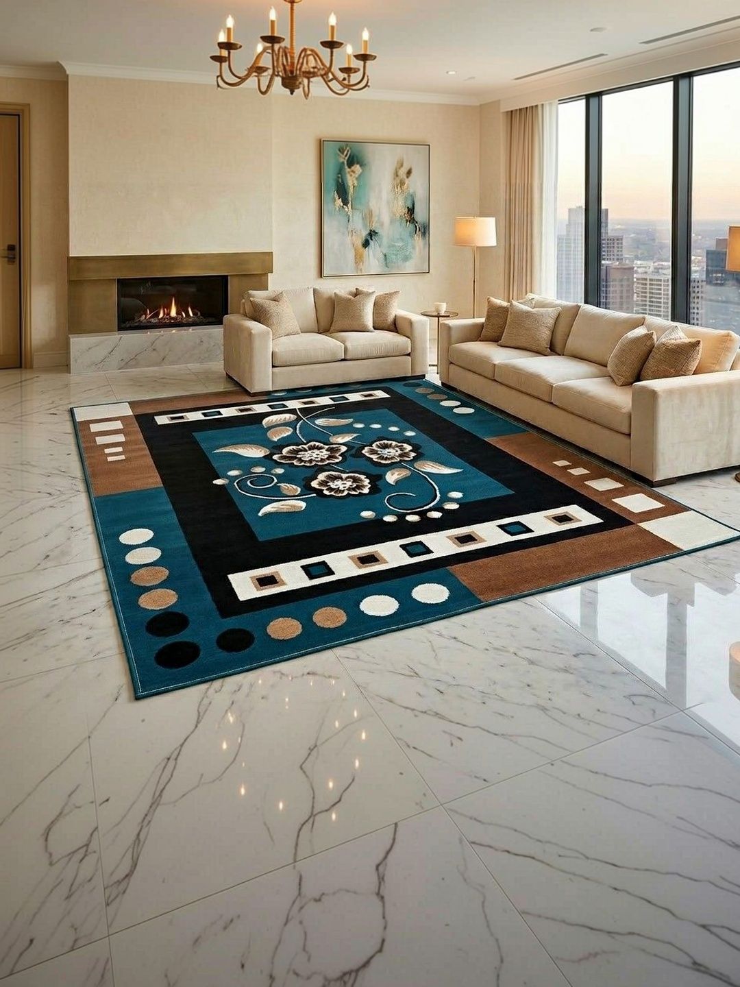 KAYNAT CARPET Blue Anti-Skid Polypropylene Carpet-picture-19