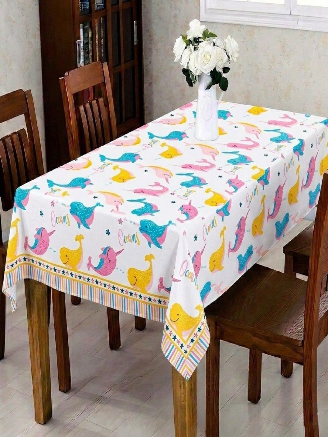 RRC Pink Cartoon Printed 6-Seater Table Cover-picture-17