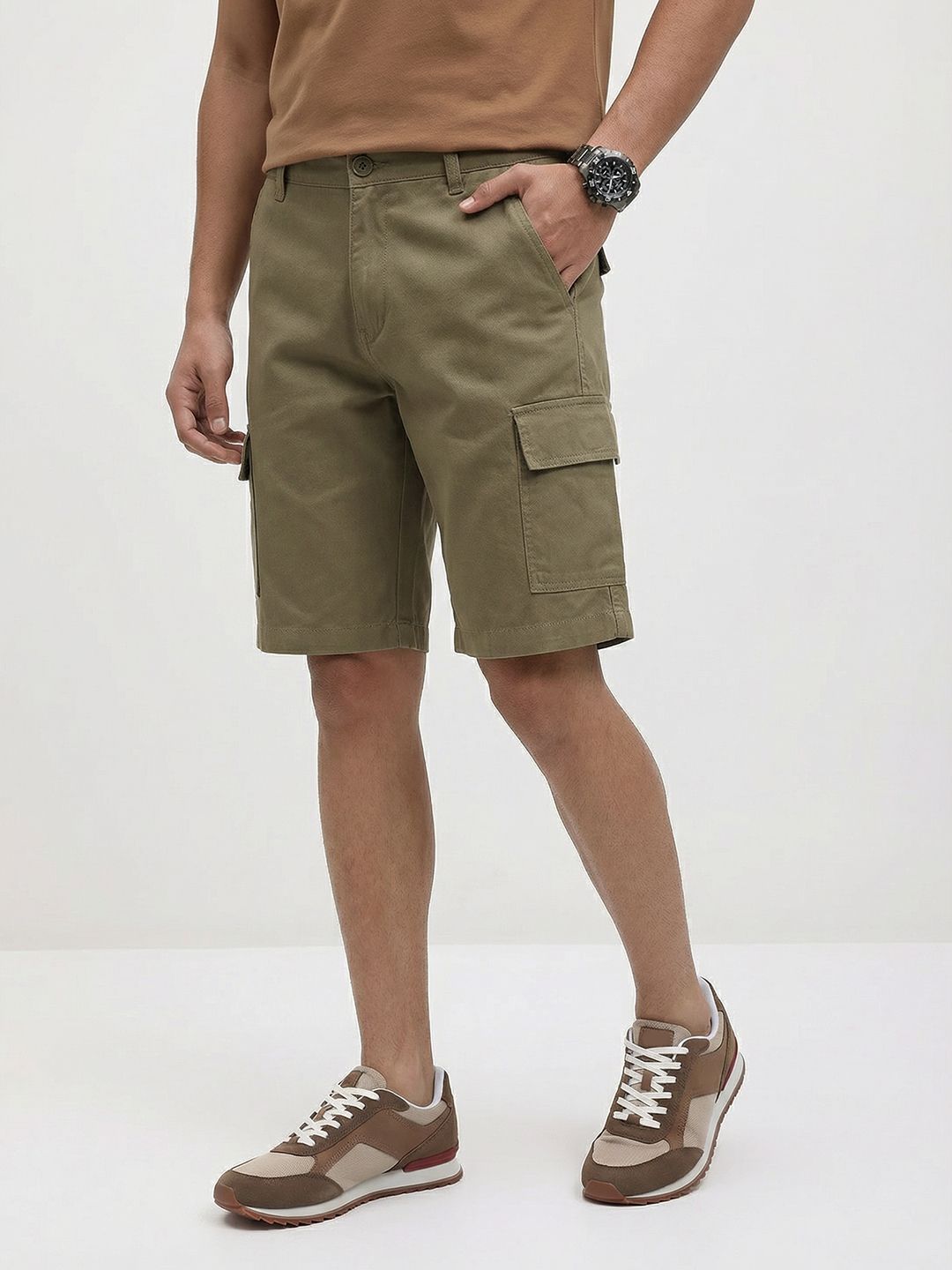 The Roadster Life Co. Men Relaxed Fit Cotton Cargo Shorts-picture-46