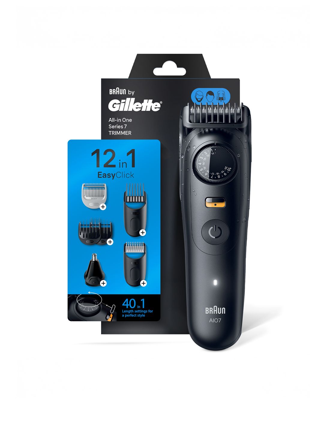Gillette Series 7 AIO Trimmer with 12 Attachments + 40 Length Settings - Black-image-19