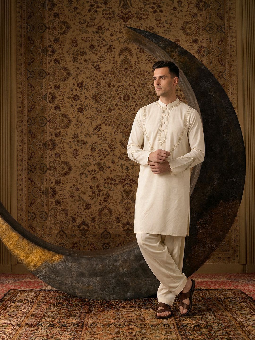 House of Pataudi Floral Sequinned Embroidered Yoke Design Jashn Kurta with Pataila deal from myntra House of Pataudi Floral Sequinned Embroidered Yoke Design Jashn Kurta with Pataila deal from myntra