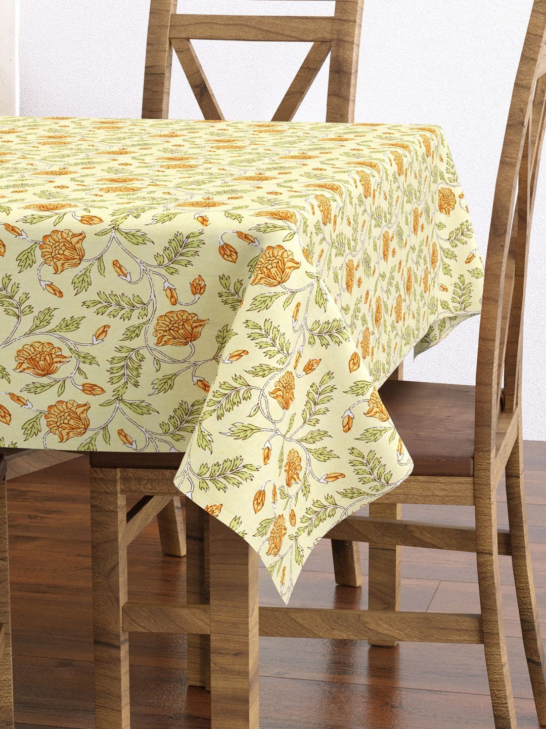 BLOCKS OF INDIA Green Ethnic Motifs Cotton 6-Seater Table Cover-picture-37