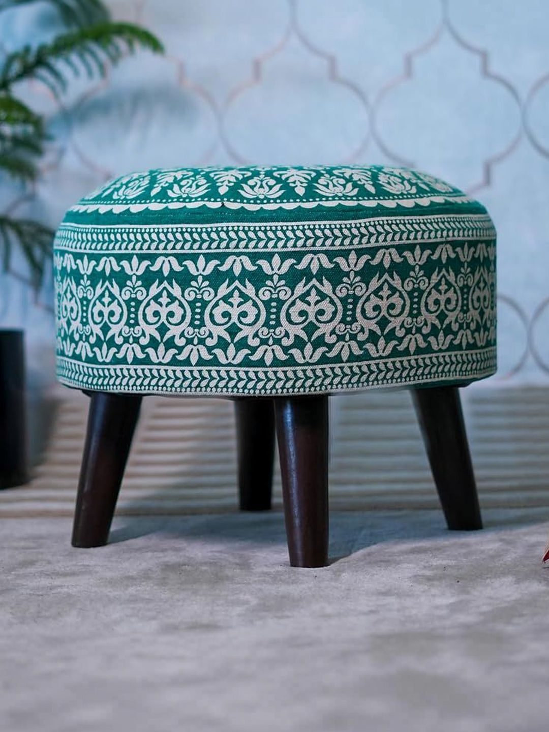 Greetwood Green Printed Portable Ottoman-picture-11