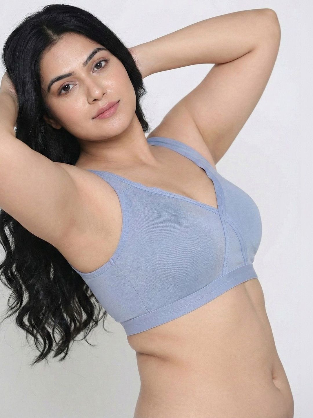 Zivame True Curv Double Layered Non Wired Full Coverage Super Support Bra - Blue Blizzard-picture-10