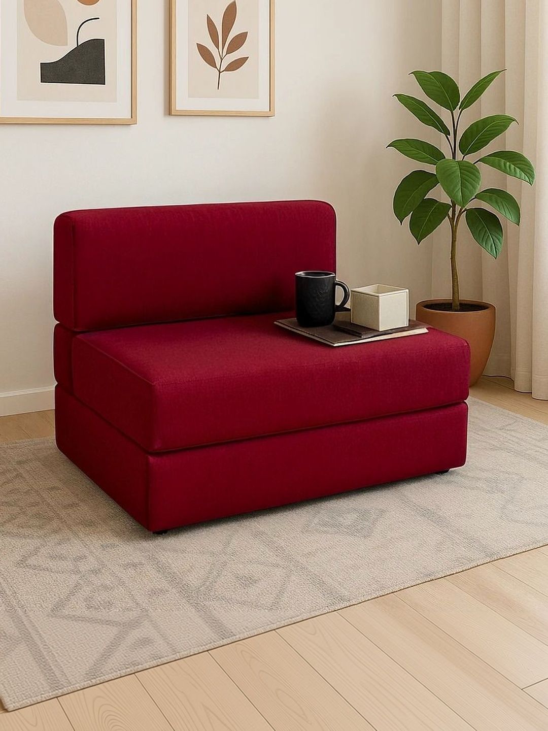 Pum Pum Maroon Leatherette 2 Inflatable Sofa Cum Bed-image-42