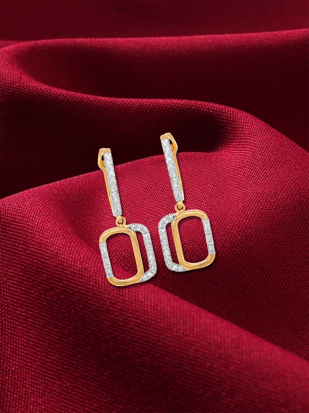 BAYAN JEWELRY 18Kt Gold Earrings With 0.28 Ct Lab Grown Diamond - 1.87g-image-2