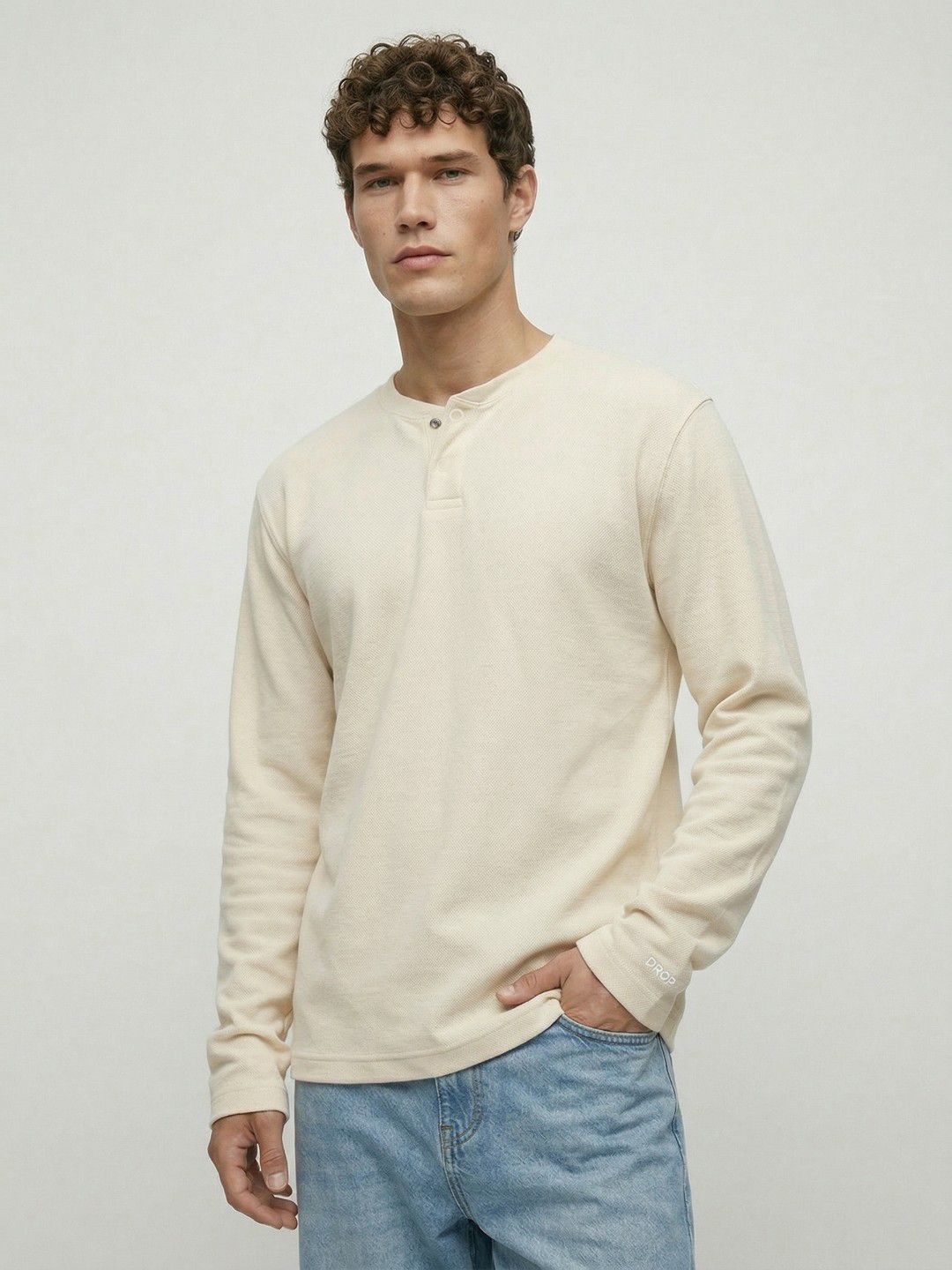 glitchez Men Relaxed Fit Henley Neck Pure Cotton T-shirt-image-27