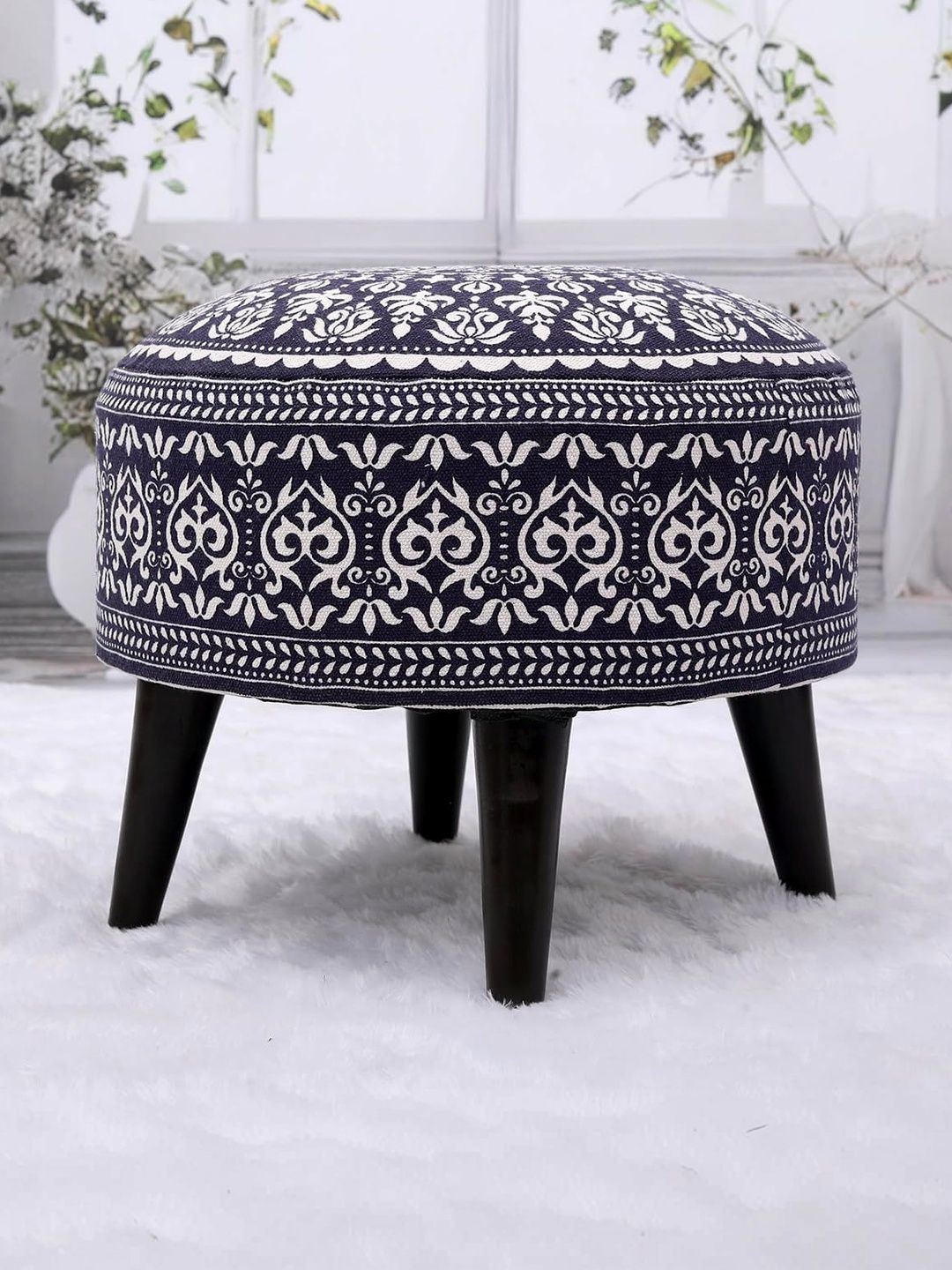 Greetwood Blue Printed Portable Ottoman-picture-41