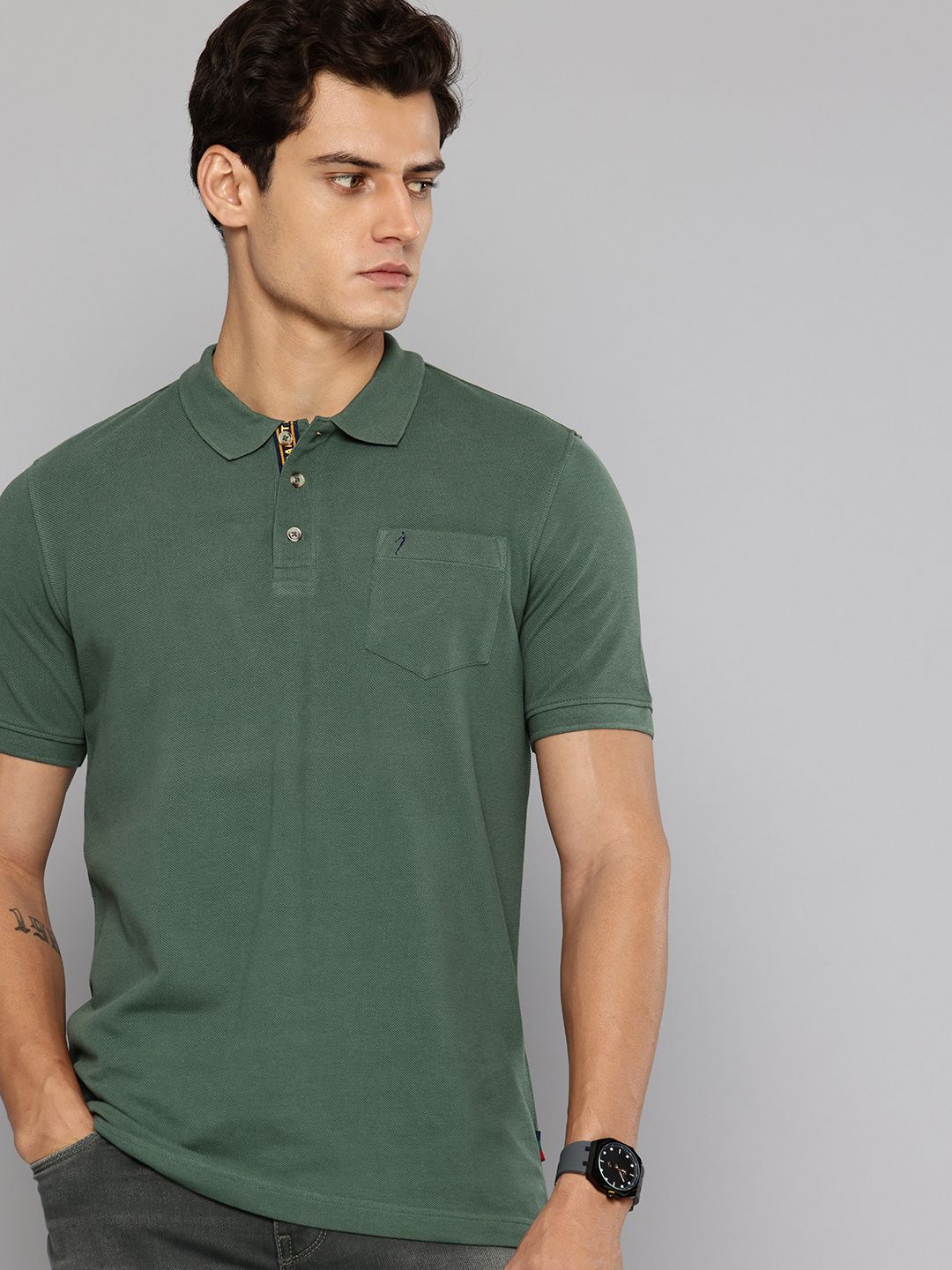 Indian Terrain Polo Collar Pure Cotton T-shirt-image-26