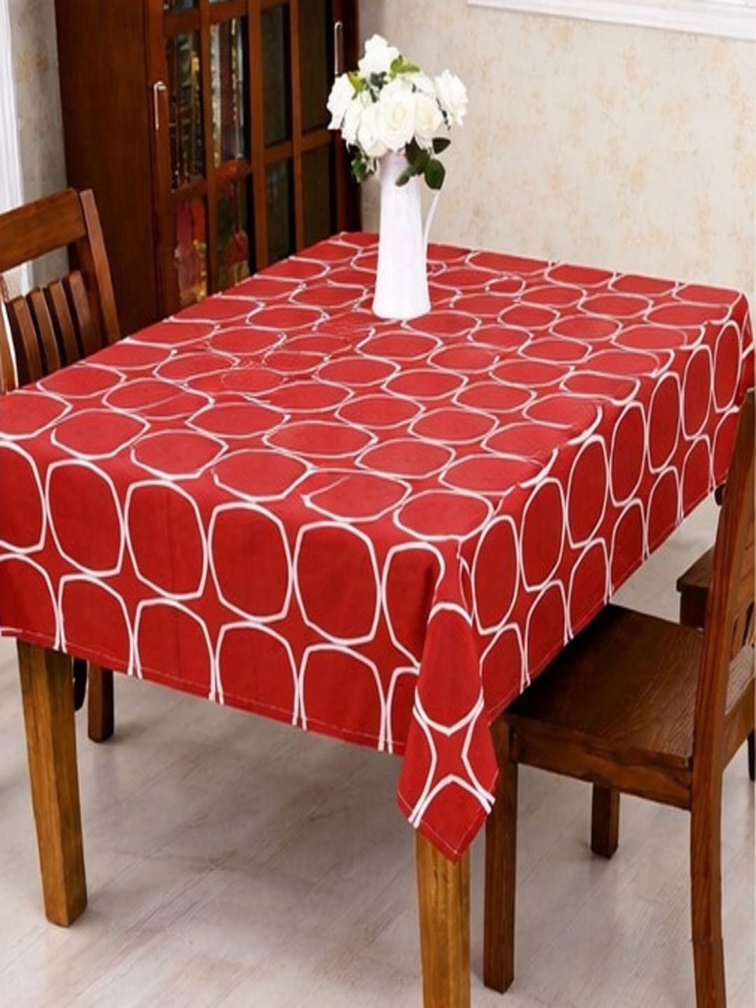 RRC Maroon Geometric Printed 6-Seater Table Cover-image-45