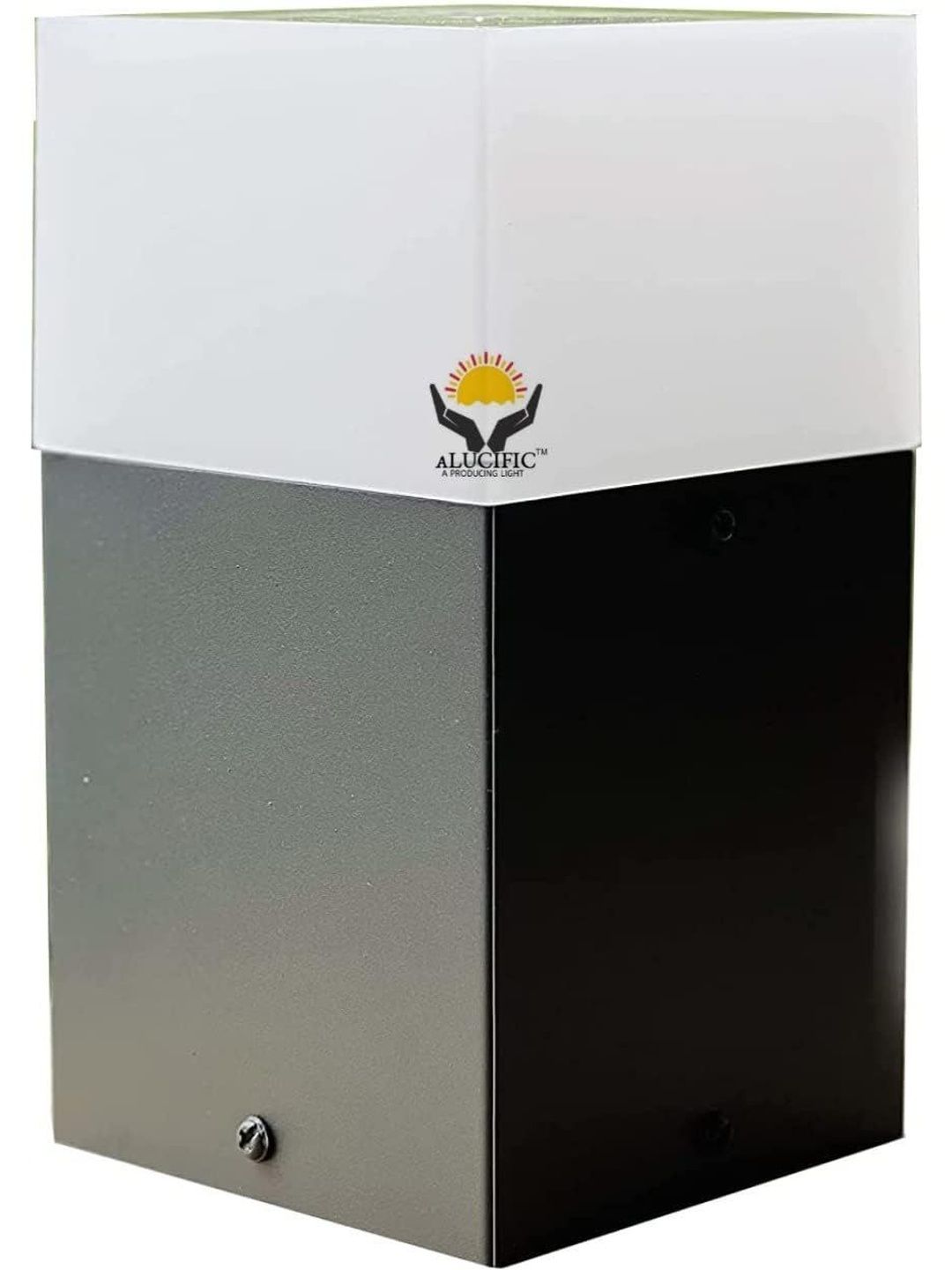 ALUCIFIC Grey & White PC Square Pillar Surface Gate Light-image-1