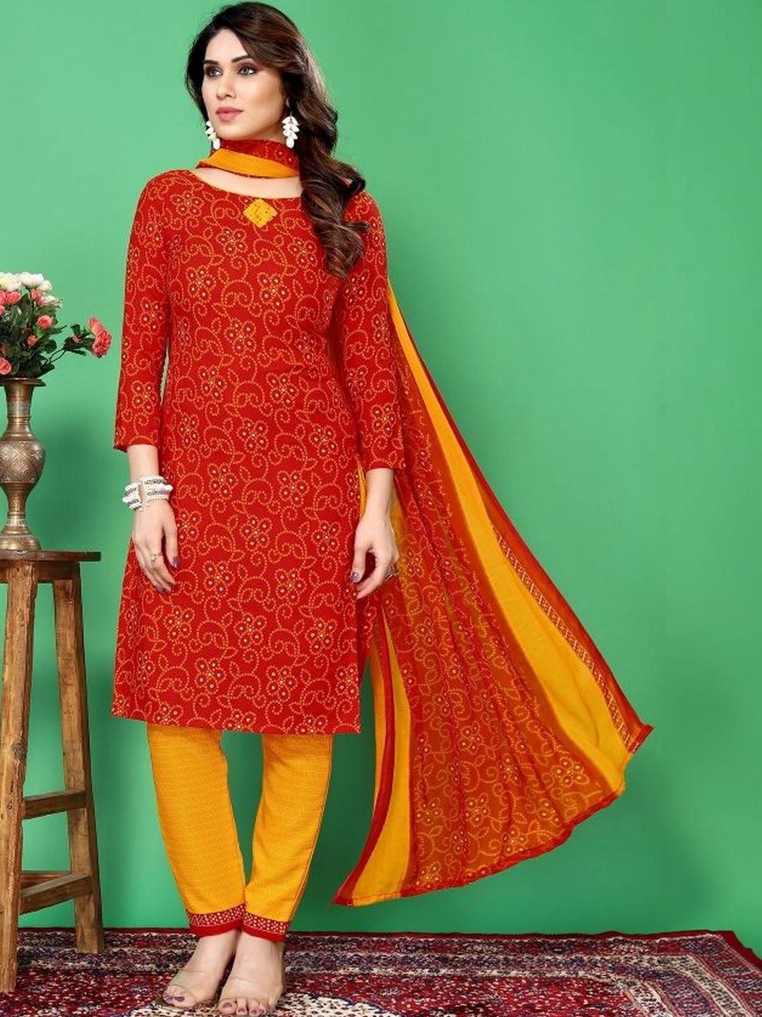 ANAND SAREES Bandhani Printed Unstitched Dress Material-picture-22