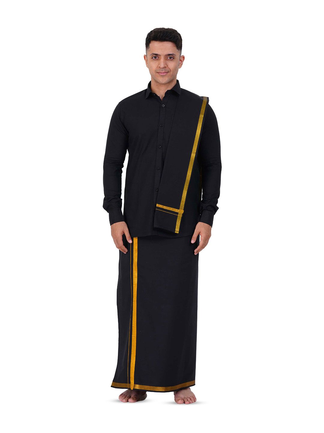 PRAKASAM COTTON Spread Collar Pure Cotton Shirt With Dhoti-picture-36