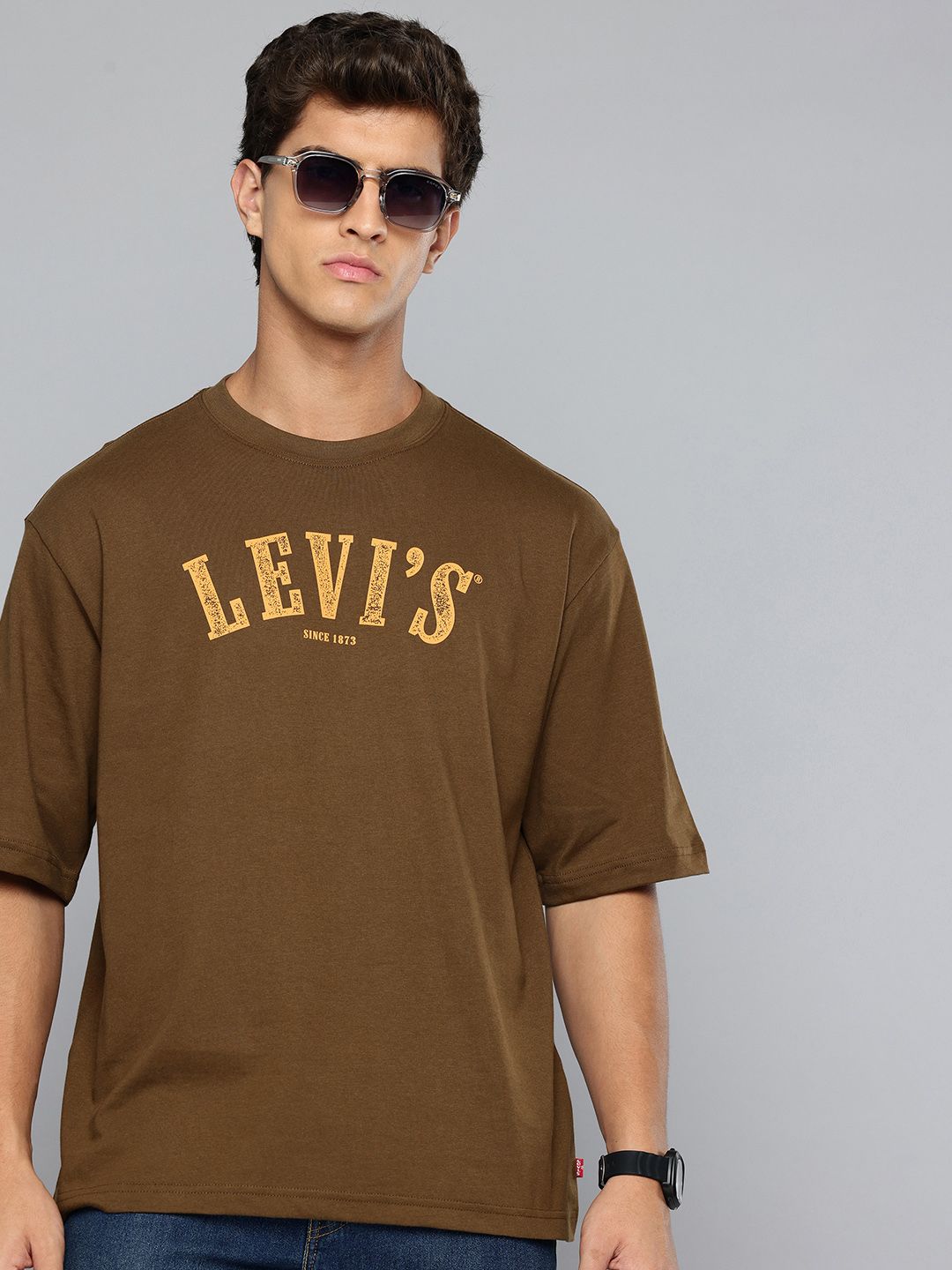 Levis Typography Printed Loose Fit Drop-Shoulder Sleeves Pure Cotton T-shirt-image-17