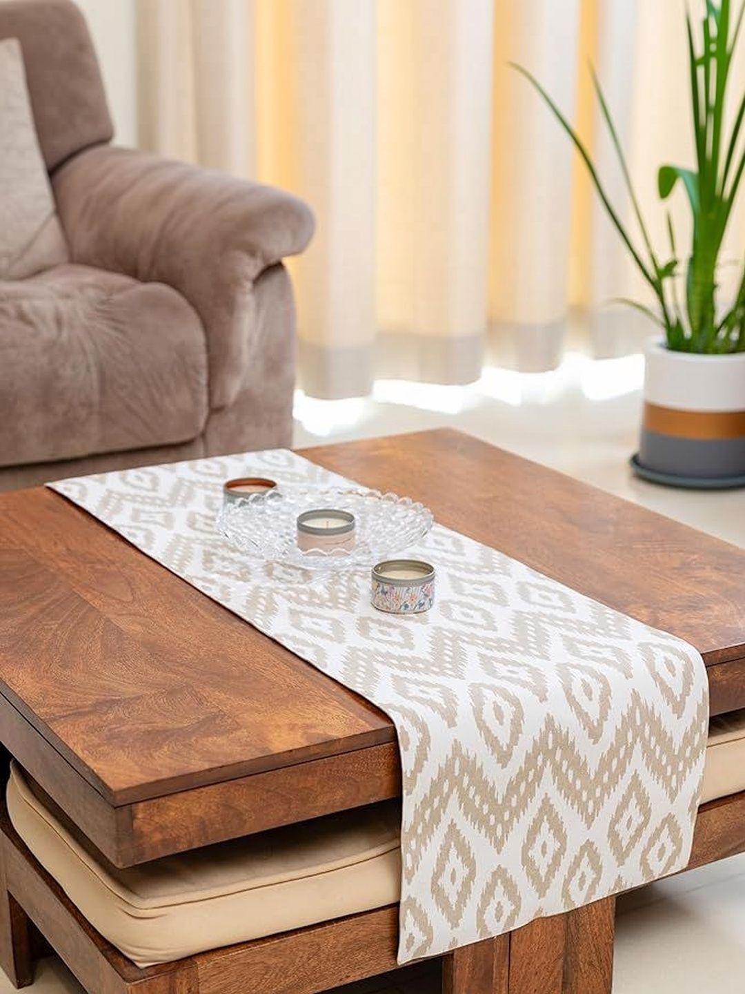 Oak & Lily Beige Printed Pure Cotton Table Runners-image-33