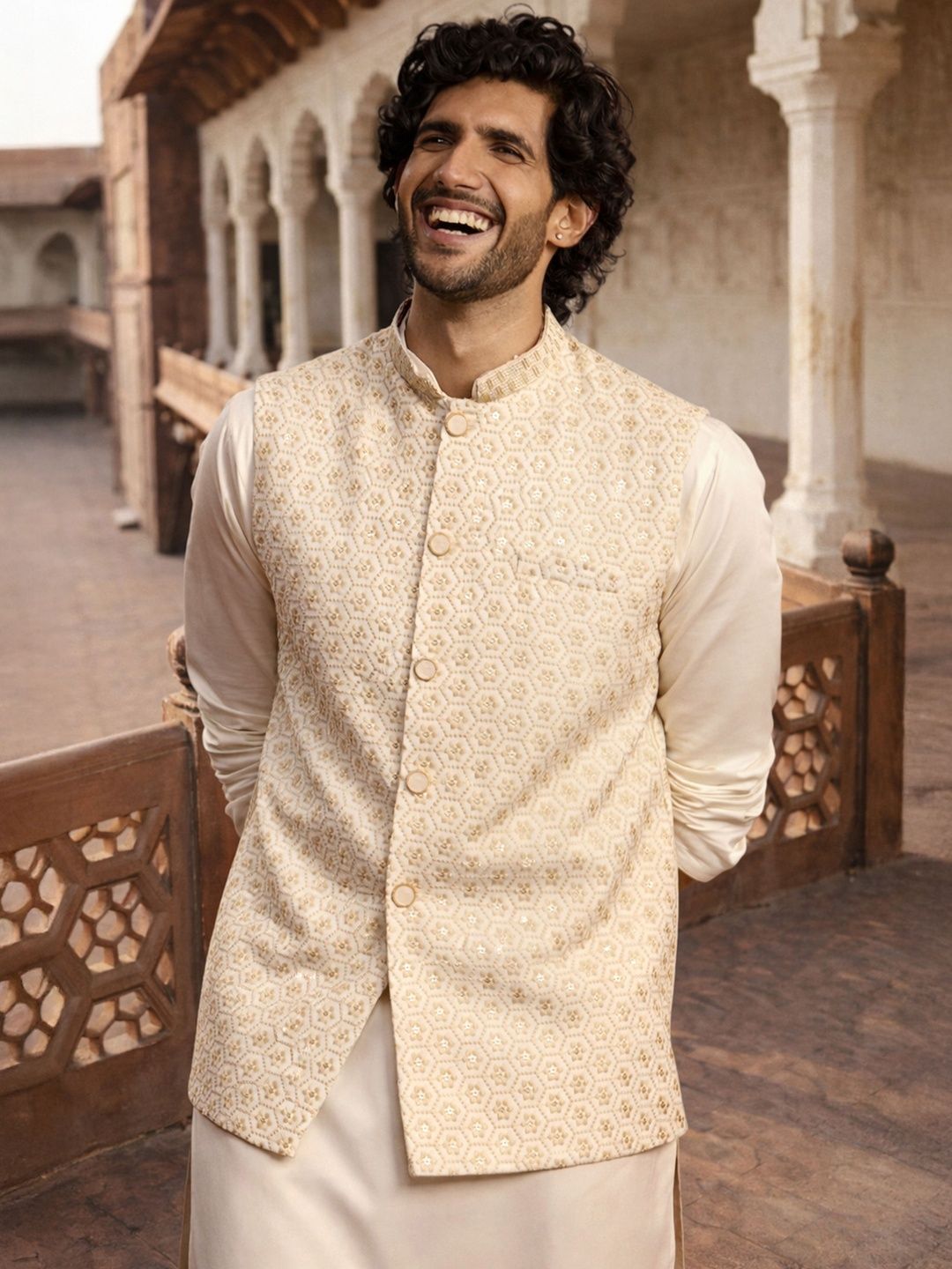 VASTRAMAY Embroidered Mandarin Collared Nehru Jackets-picture-13