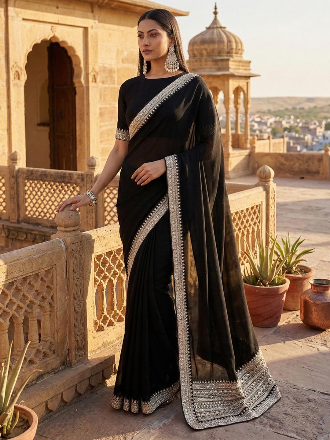 kasee Embellished Embroidered Silk Blend Heavy Work Saree-picture-31