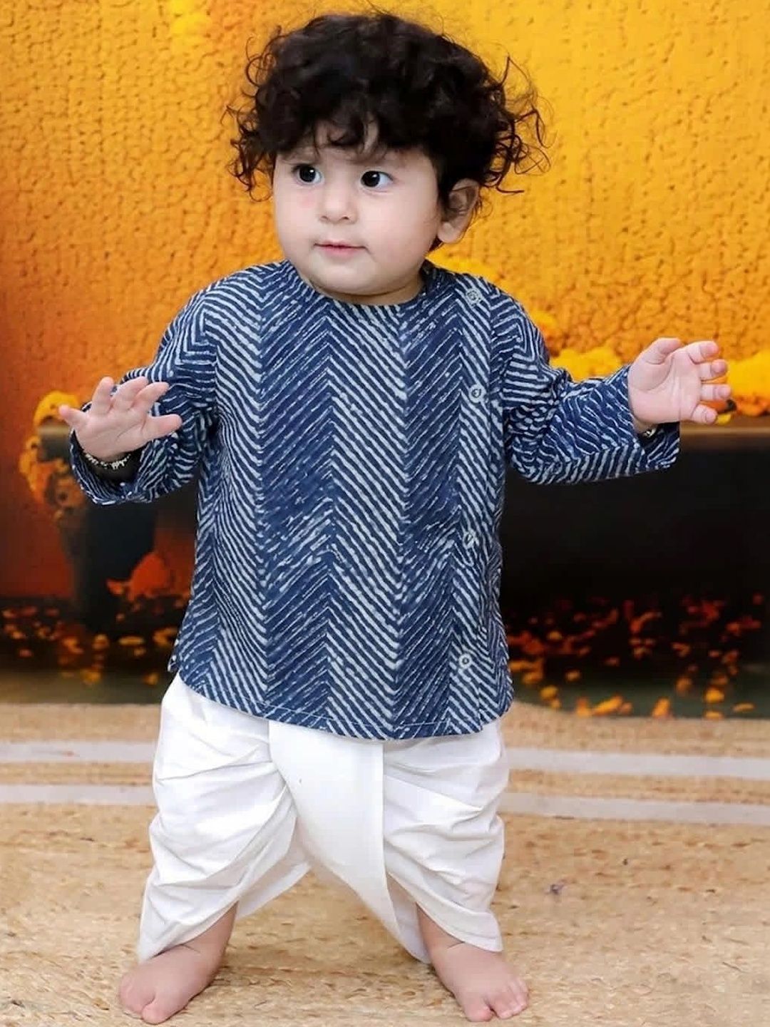 BownBee Boys Printed Regular Pure Cotton Kurta with Dhoti Pants-picture-14