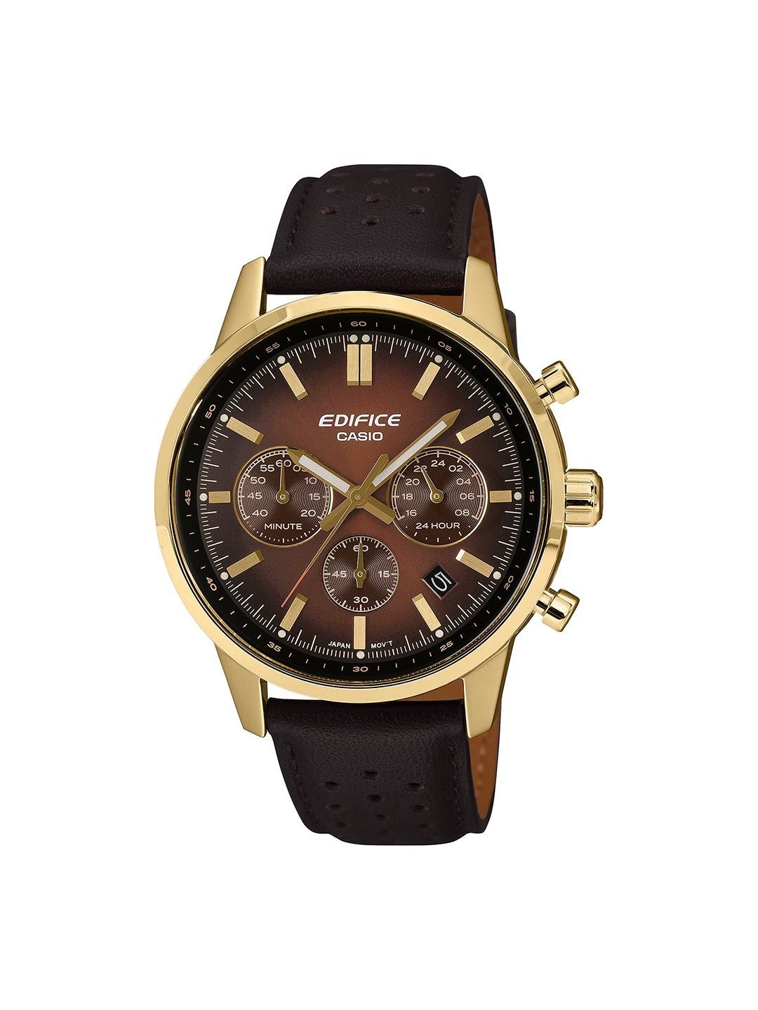 CASIO Men Dial & Leather Bracelet Style Straps Analogue Stopwatch Watch ED696-picture-13