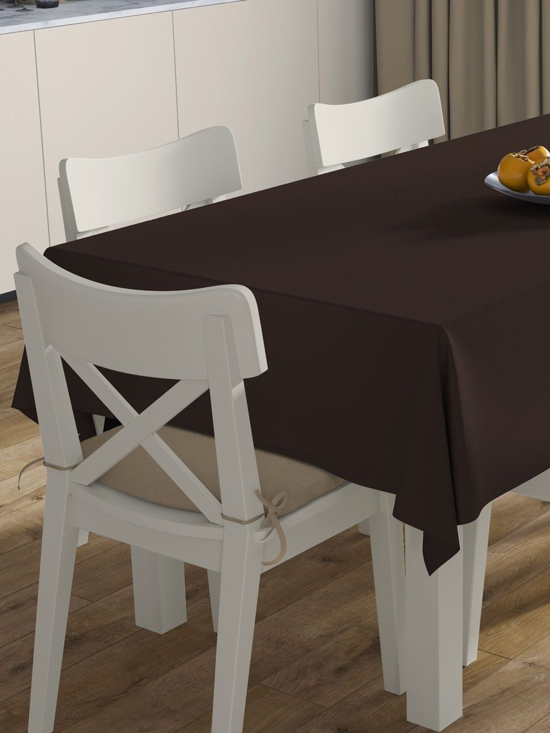 HOME COLORS.IN Brown Cotton 6-Seater Table Cover-picture-18