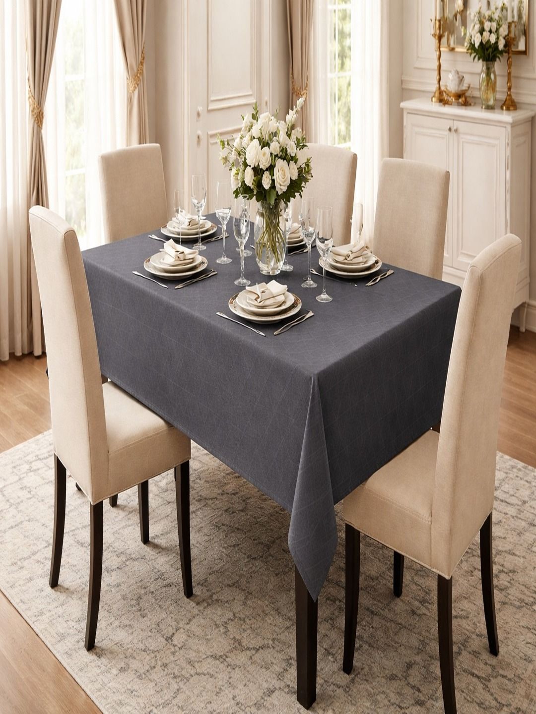 RRC Grey Geometric Printed 6-Seater Table Cover-image-44