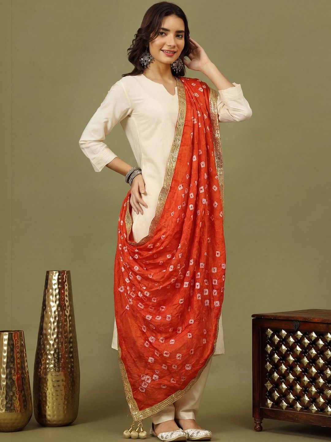 Clora Creation Dyed Bandhani Dupatta with Gotta Patti-picture-38