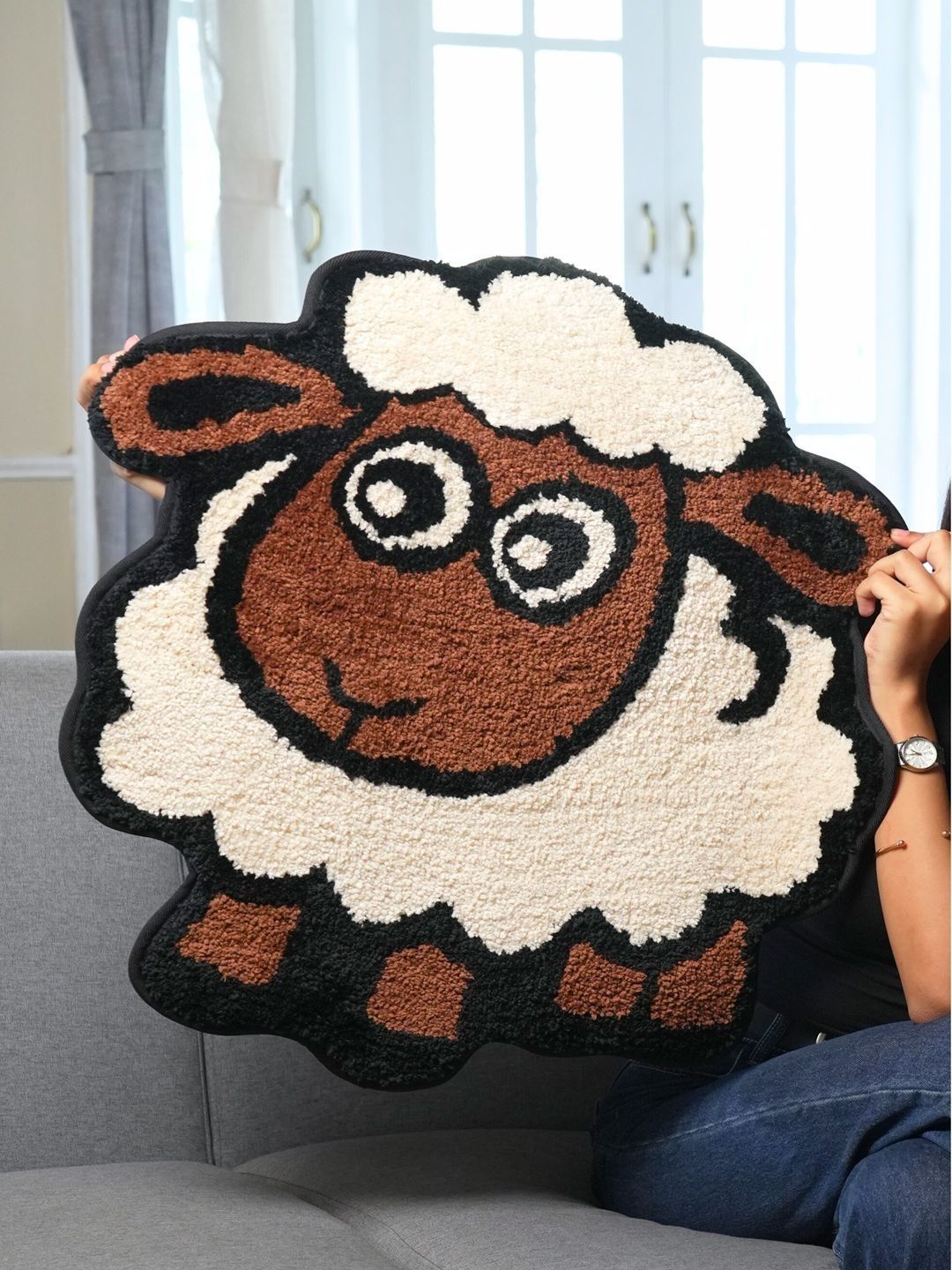 RALIA HOMES Brown & White Anti-Skid Doormats-image-8