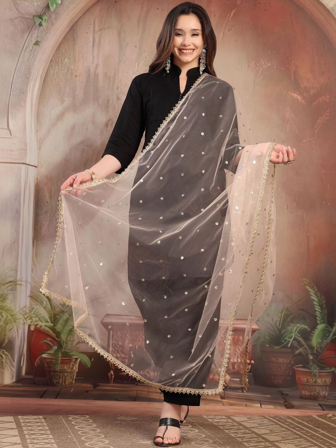 Clora Creation Ethnic Motifs Embroidered Dupatta with Gotta Patti-picture-25