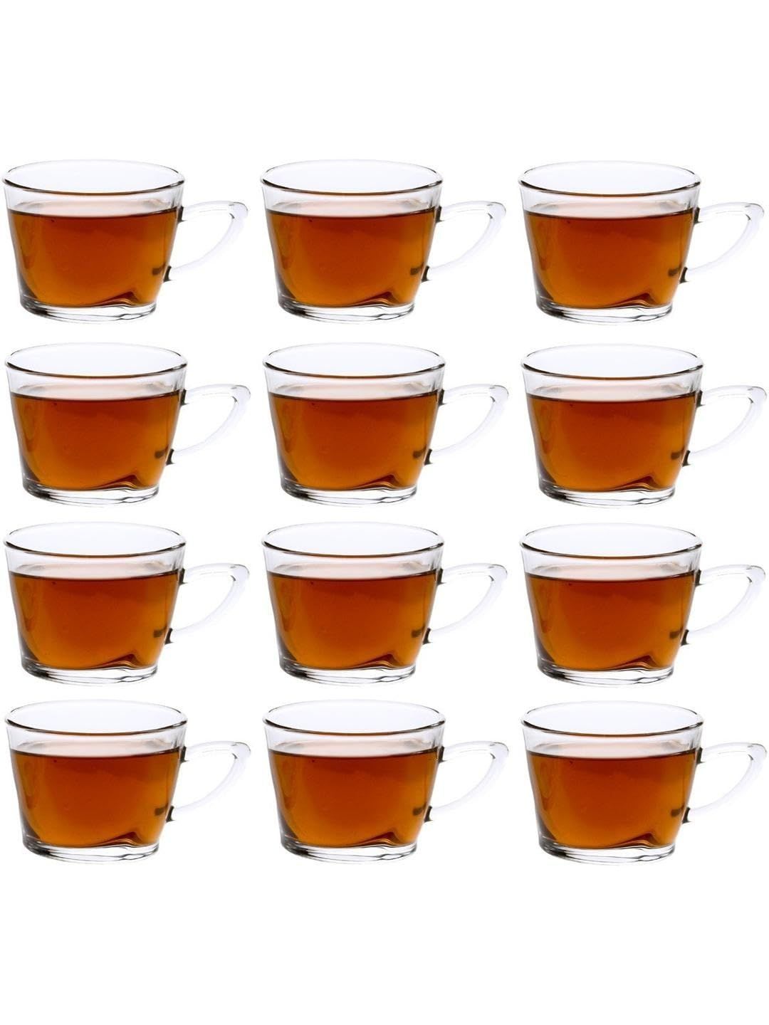 1ST TIME Designer Servware Transparent & White 12 Pieces Glossy BPA Free Glass Cups-image-47