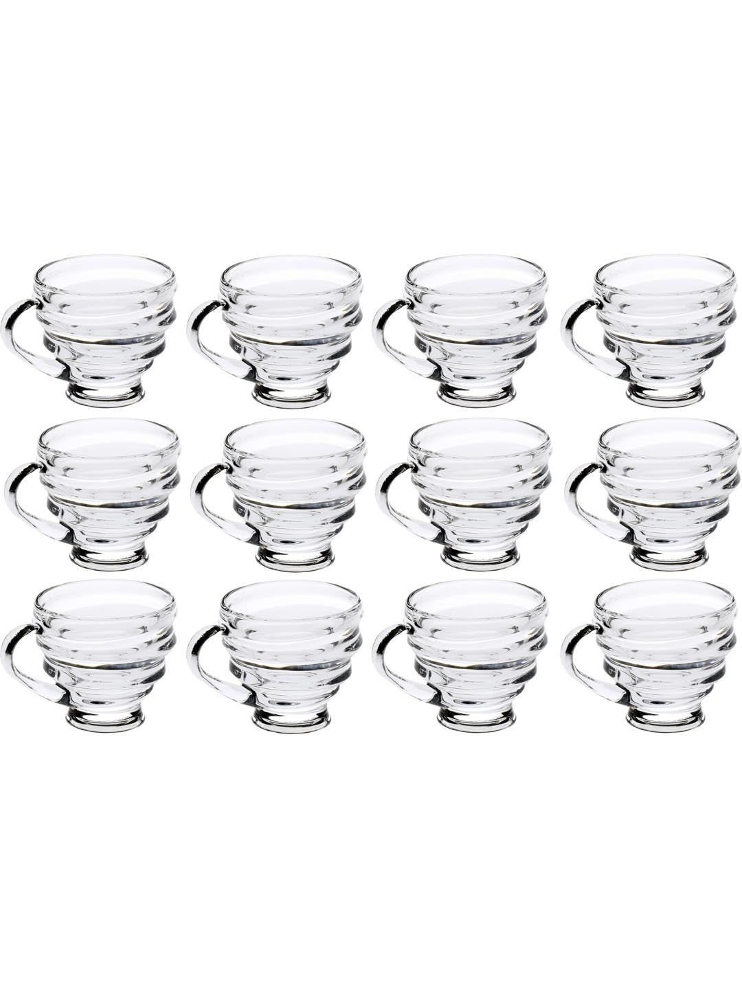 1ST TIME Designer Servware Transparent & White 12 Pieces Glossy BPA Free Glass Cups-picture-32